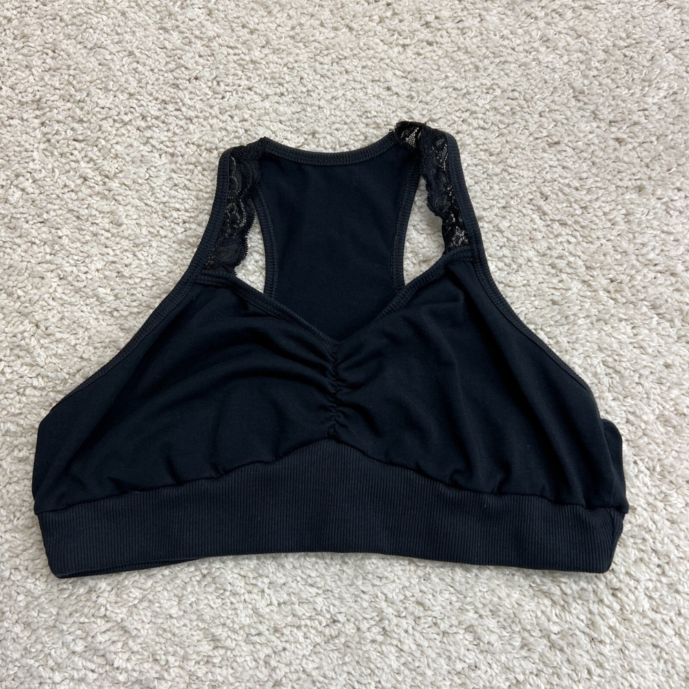 Mapale Bralette Womens 2X / 3X Black Lace Trim Racerback Soft Comfort Basic
